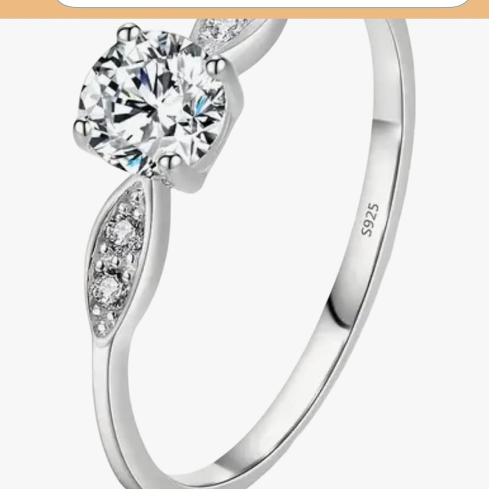 14k White Gold Plated Moissante ring